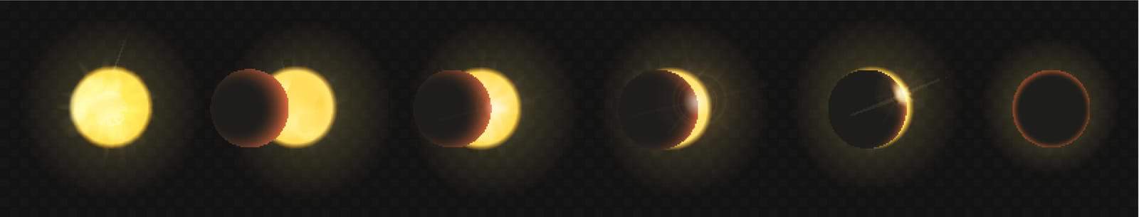 A series of yellow and orange circles on a black background.