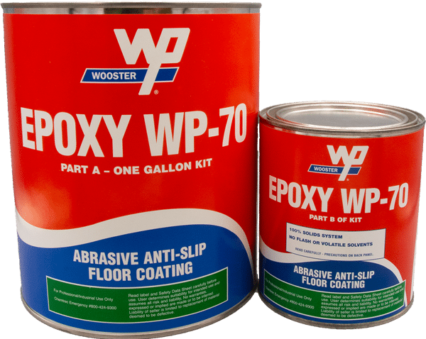 WP70 1000x800 1 Floormat.com <h3>Abrasive Anti-Slip Floor Coating</h3> Two-part anti-slip epoxy system for heavy duty use. A stiff product that must be applied with a trowel and squeegee, which comes in the kit. Product can be applied to wood, metal, concrete or almost any other clean dry surface. Great for industrial and other applications where a heavy anti-slip epoxy coating is needed. For industries such as breweries, canneries, off-shore drilling platforms. Renews damaged ramps and floors in one coat. <ul> <li>NO FLASH OR VOLATILE SOLVENTS LOW VOC</li> <li>Chemical, solvent and water resistant</li> <li>Meet OSHA and ADA standards</li> <li>Meet ASTM slip resistance requirements</li> <li>Kit includes epoxy, trowel, and squeegee</li> </ul>