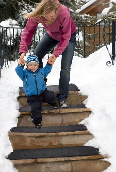 Woman Baby heated steps Floormat.com <h1 style="text-align: center;">Temporarily Unavailable</h1> Outdoor heated mats and heated stair treads melt snow & ice for safe footing without shoveling or chemicals. <b>(GFCI Power Cord not included.)</b> <ul> <li>GFCI Power Unit can connect up to 10 stair tread mats or 5 doormats or 4 walkway mats or any combination thereof, up to 15 amps.</li> <li>GFCI Power Unit Not Included</li> </ul> <h2>Residential Snow Melting Mats and Stair Treads for Safer Homes</h2> <strong>These heated mats prevent snow and ice accumulation on walkways and stairs around your home</strong>. Made of customized thermoplastic materials, the mats are portable and can be left outside for the entire winter season. Our heated mats will generate heat to melt snow at a rate of 2" per hour leaving your pathway to the home clean and clear 24/7. <strong>The Residential Heated Walkway Mat and Heated Stair Mat</strong> can be used independently or interconnected with one another to create a continuous system of snow melting mats. With the mats' built in watertight connector cables, you can Mix and Match walkway and stair mats to create your perfect snow melting solution - all on a single plug! <b>Heated Walkway Mats & Heated Stair Tread Mats</b> Payments are processed on a secure server. <h3>Customer Testimonials</h3> <div> "We love our heated stair mats. They are working great during this cold Michigan winter." - Craig, Lansing, MI "This is the best purchase I have made on a New product in ages! It performs better than I could believe! The safety advantage is outstanding. We get a lot of snow and this product kept up with Mother Nature wonderfully. I would give it 5 stars out of 5!" - Lexy, Alpine, NJ "Purchased two about a month ago for my uncovered porch and deck. First tested by putting on deck with several inches of snow; the area was DRY in the morning! Have kept mat on front porch and it has handled more than the 2 inches of snow per hour stated! And we have had plenty--16 inches in one week!" - Gwen, Batavia, IL "I live in the Central Rockies and we've gotten 2-3' snowfalls at a time and this mat has kept the entryway clear and dry, including some subzero nights. Really worth the price. It has prevented the usual accumulation of ice and snow in this area that can prevent opening the door, and it reduces the amount of snow that gets tracked indoors." - Fred, CO "I should have purchased this heated door mat years ago and saved myself some headaches ... and potential falls. I would recommend the manufacturer use a timer to shut the mat off. Other then that. A great idea." - Scott, Hammond, IN "The stair treads have worked wonderfully for me here in Massachusetts. The construction is solid and sturdy and the snow was never a problem." - Dennis, Brockton, MA "As soon as the heated mat arrived that afternoon I placed it on top of the ice and by the evening it had melted all the ice. We are very pleased with how it keeps all snow and ice away from this area. I'm ordering another set for our front door." - Kris, Greenwood, IN </div>