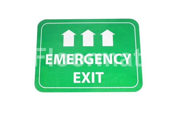 fm03 emergency exit sign day Floormat.com Floormat.com warehouse signs are durable, self-adhesive signs constructed from industrial grade plastic. Intended for use in factory warehouses and buildings where restrictions and safety notifications need to be highlighted.