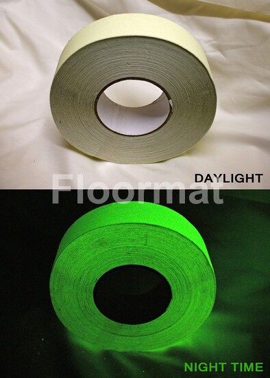 gid plain night and day 3 1 Floormat.com Floormat.com's Glow in the Dark Safety Grip Tape is a self-adhesive plastic based photoluminescent grit tape. Ideal for use highlighting critical areas and especially those prone to power failure.