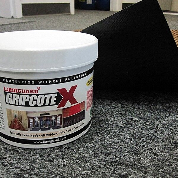 gripcote Floormat.com <p class="responsiveNews">GripCote-X is the perfect anti-slip accessory for a variety of mats. It is applied easily by soft bristle brush, roller or spray and is non-toxic, making it a simple Do-It-Yourself accessory product appropriate for homeowners, small businesses or larger businesses looking for a long-term and environmentally friendly solution to the problem of mat movement.</p> <p class="responsiveNews">Slippages, movement, curling and bunching present an ongoing problem with commercial mats. This is particularly the case with lighter PVC-backed matting in smaller sizes or in runners, but occurs in a wide variety of mats including entrance mats and many anti-fatigue mats. This problem is a nuisance to many businesses who are forced to frequently reset the mats in their proper resting place. In many cases, mats that shift and bunch up can create a trip and fall hazard as well.</p> <p class="responsiveNews">GripCote-X non-slip matting solutions is an environmentally-friendly, state of the art polymer technology that provides lasting value and outstanding performance on all matting products. GripCote-X is a preferred solution to enhance safety by eliminating mat slippage and bunching.</p> <p class="responsiveNews">GripCote-X key features:</p> <ul class="releaseul"> <li>Eco-Bio Friendly Non-slip Coating for PVC- & Rubber-backed Mats</li> <li>Eliminates movement/slipping/bunching with runners, entrance and anti-fatigue mats</li> <li>Water-based, non-toxic formula</li> <li>Adheres effectively with all flooring substrates</li> <li>Non-transferring formula/Won't leave residue</li> <li>Works on all PVC and rubber-backed matting</li> <li>Easy application process</li> <li>Lasts for life of mat</li> <li>Withstands up to 20 wash cycles with washable mats</li> <li>Rinse to clean</li> </ul>