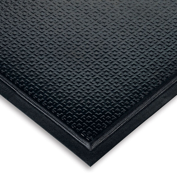 happy feet textured 1 Floormat.com Happy Feet is a heavy-duty anti-fatigue mat that features a dense foam cushion encapsulated in nitrile rubber, making it suitable for both wet and dry environments. <ul> <li><b>Comfortable </b>- 1/2" dense foam cushion and nitrile rubber surface provide excellent anti-fatigue qualities</li> <li><b>Safe</b> - Certified high-traction by the National Floor Safety Institute (NFSI)</li> <li><b>Durable</b> - Nitrile rubber surface is penetration proof; borders will not crack or curl</li> <li><b>Versatile</b> - Welding safe; grease/oil proof; chemical resistant; ESD rating of electrically conductive</li> <li>Available in two surface types: <i>Textured Surface</i> for dry/damp environments or <strong><a href="https://www.floormat.com/happy-feet-grip/"><i>Grip Surface</i></a></strong> for wet environments where additional traction is needed</li> <li>Available with solid black or with OSHA-approved yellow striped SkeletonJelly borders</li> </ul>